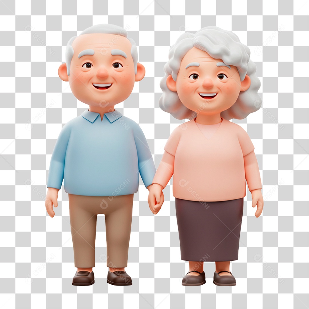Personagem Casal de Idosos PNG Transparente