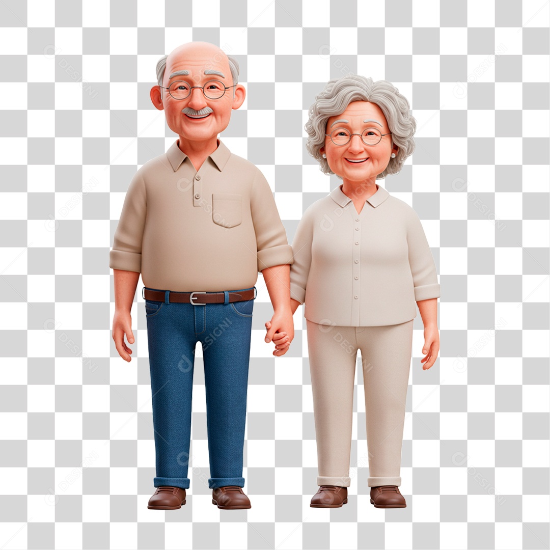 Personagem Casal de Idosos PNG Transparente