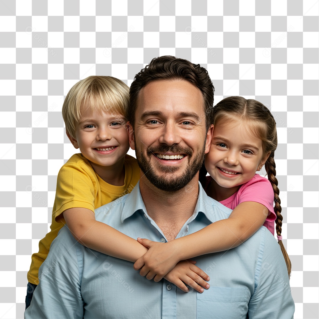 Pai com seus Filhos PNG Transparente