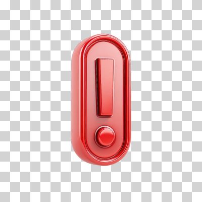 Ponto de Exclamação Vermelho 3D PNG Transparente