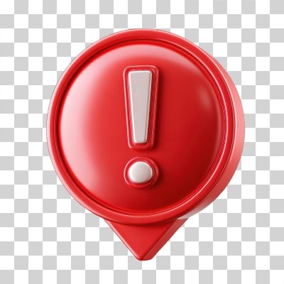 Ponto de Exclamação Vermelho Ícone 3D PNG Transparente