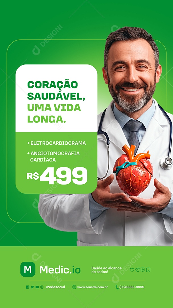 Story Centro Medico Coração Saudável Social Media PSD Editável