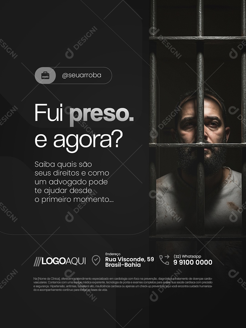 Advocacia Fui Preso e Agora Social Media PSD Editável