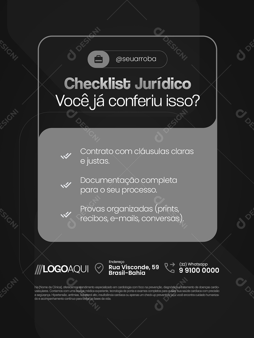 Advocacia Checklist Jurídico Social Media PSD Editável