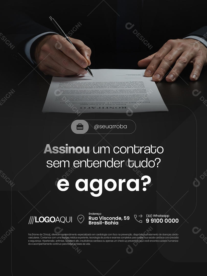 Advocacia Assinou um Contrato Sem Entender Tudo Social Media PSD Editável