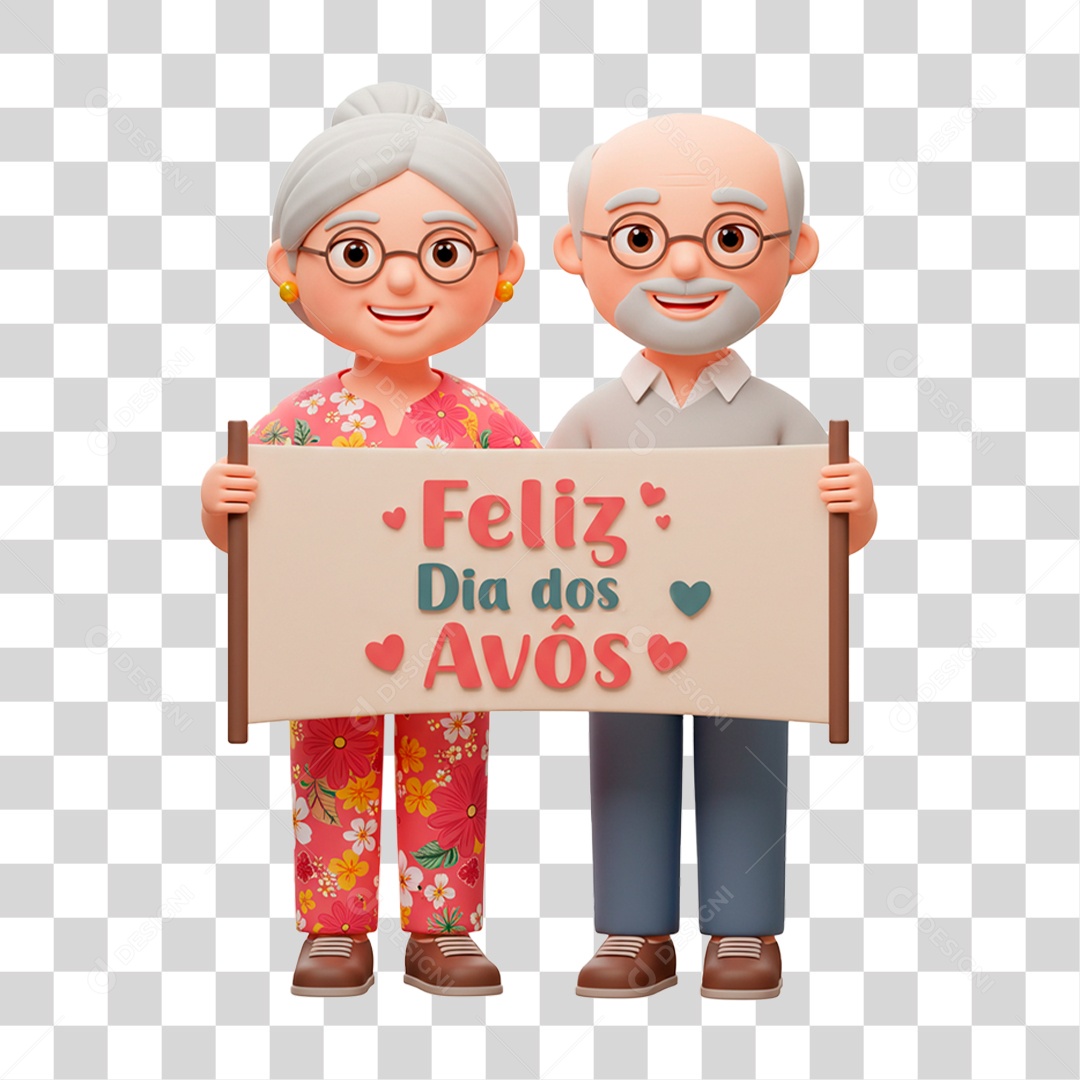 Personagem Casal de Idosos PNG Transparente