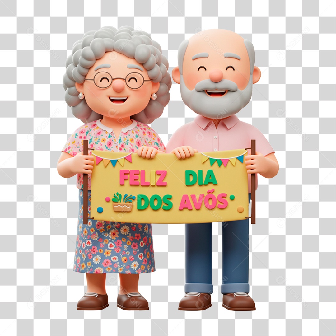 Personagem Casal de Idosos PNG Transparente