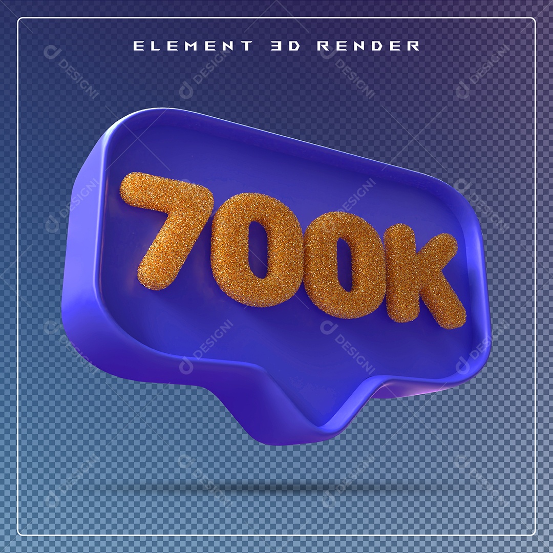 Ícone 3D Azul com 700K de Seguidores Elemento para Composição PSD