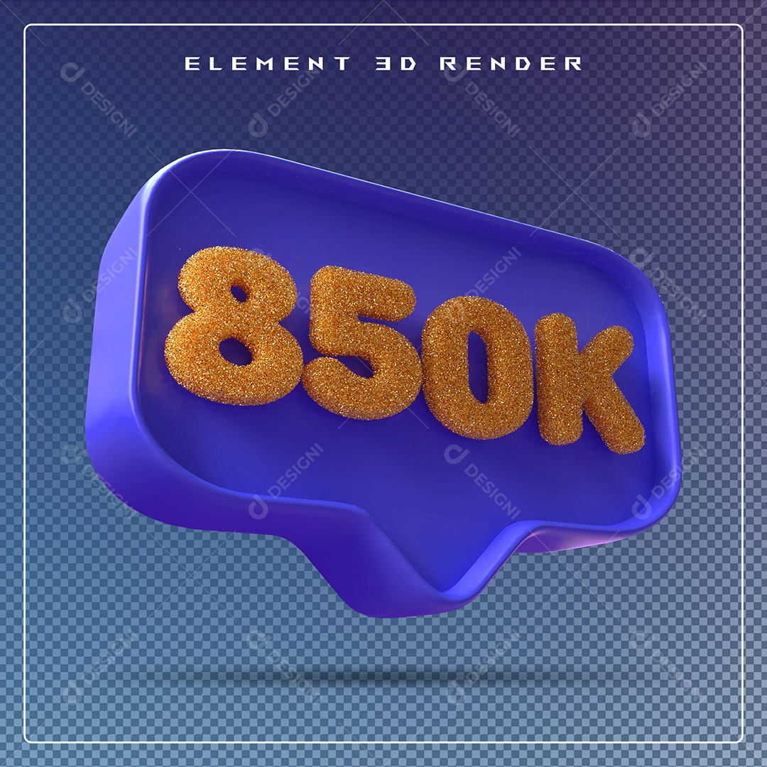 Ícone 3D Azul com 850K de Seguidores Elemento para Composição PSD