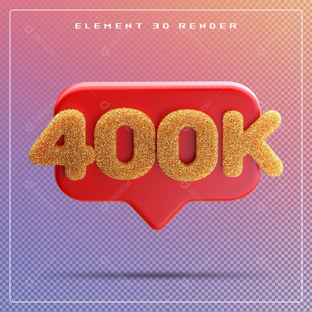 Ícone 3D Vermelho com 400K de Seguidores Elemento para Composição PSD