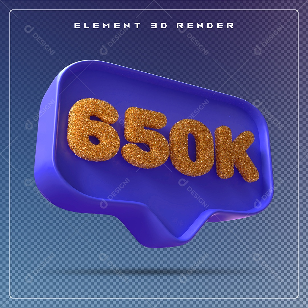 Ícone 3D Azul com 650K de Seguidores Elemento para Composição PSD