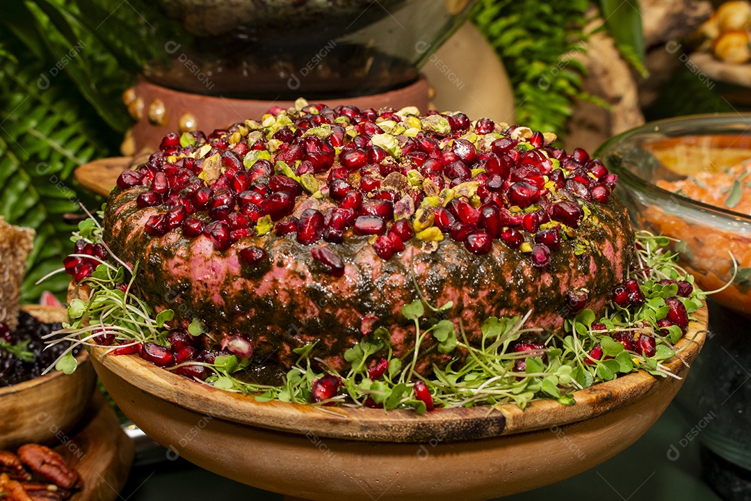 Alimentos saborosos em uma mesa de uma festa