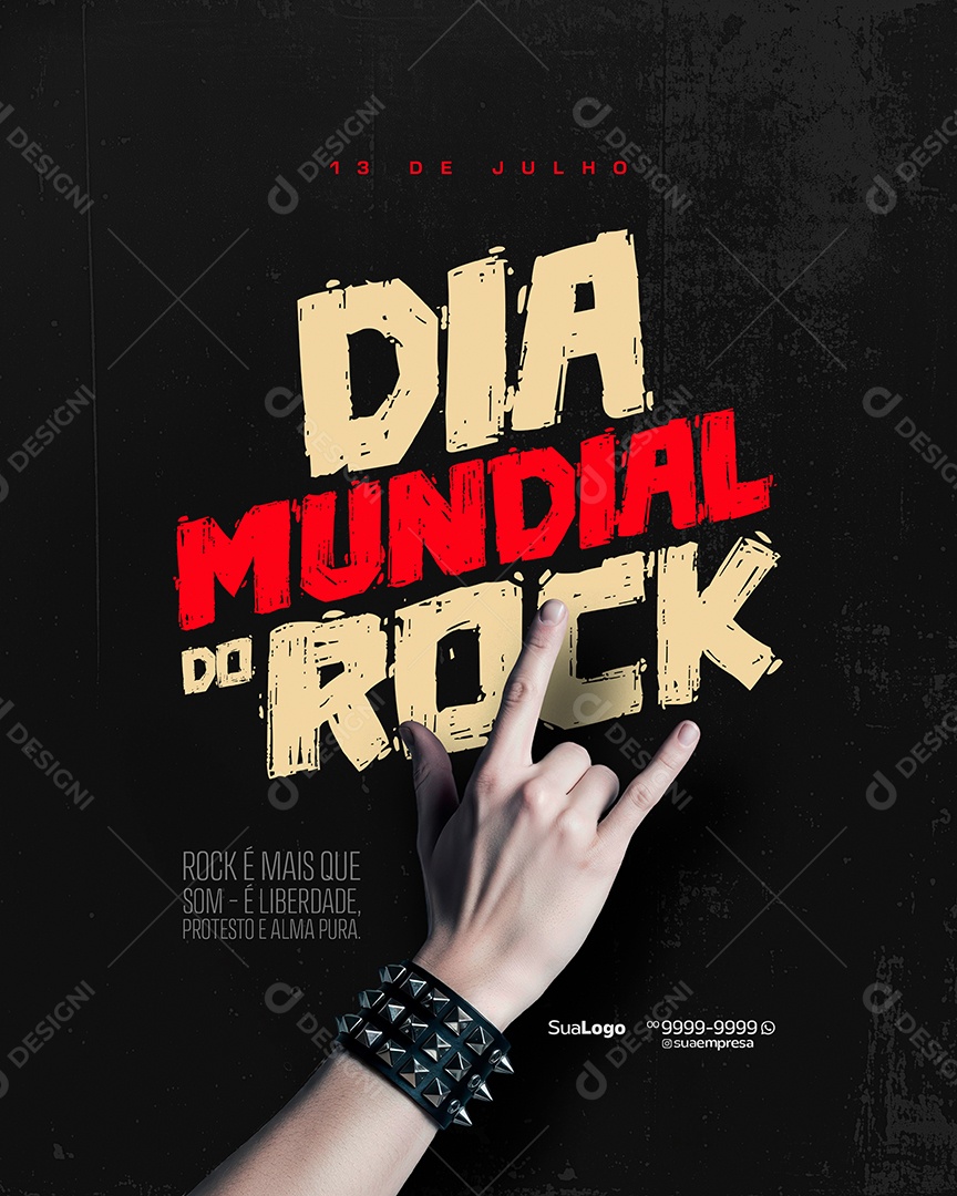 Dia Mundial do Rock 13 de Julho Rock Social Media Editável PSD Editável