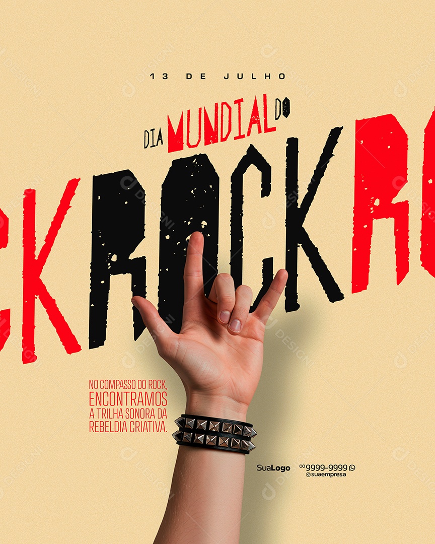 Dia Mundial do Rock 13 de Julho Rock Social Media Editável PSD Editável