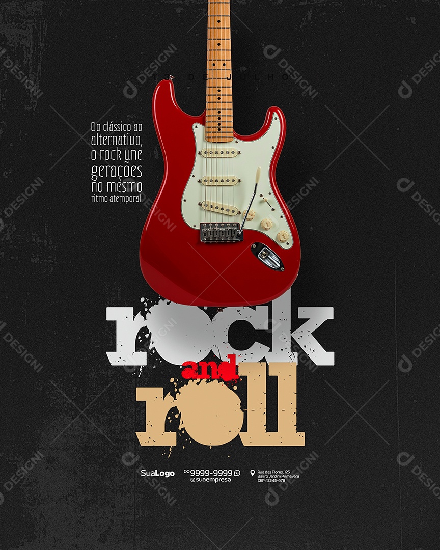 Dia Mundial do Rock 13 de Julho Rock Social Media Editável PSD Editável