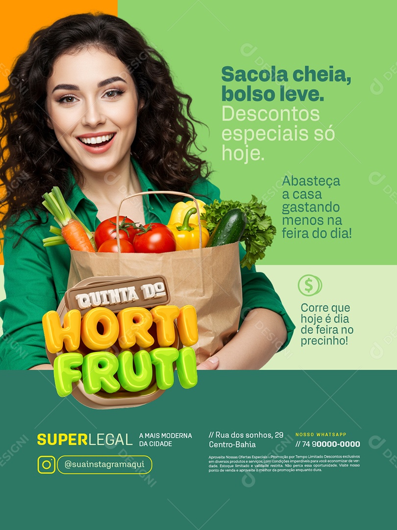 Quinta do Hortifruti Sacola Cheia Social Media PSD Editável