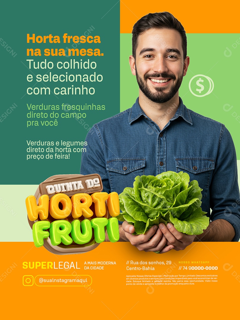 Quinta do Hortifruti Verduras e Legumes Social Media PSD Editável