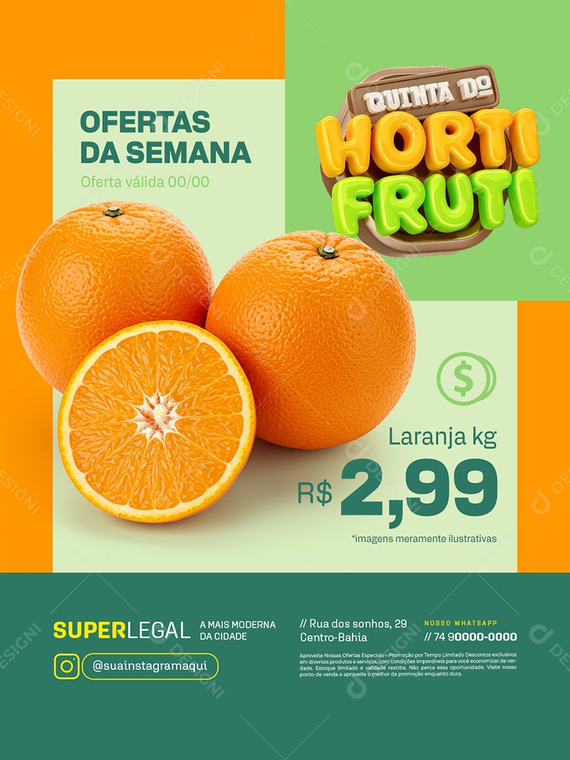 Quinta do Hortifruti Laranja Ofertas da Semana Social Media PSD Editável