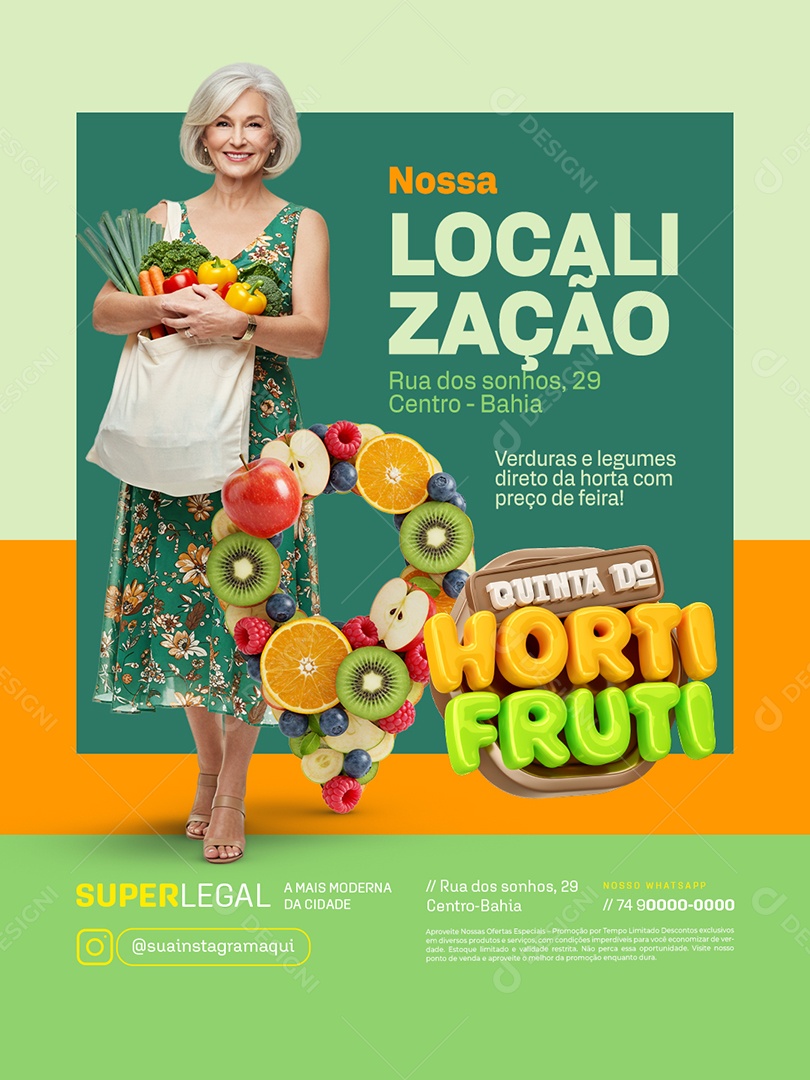 Quinta do Hortifruti Nossa Localização Social Media PSD Editável