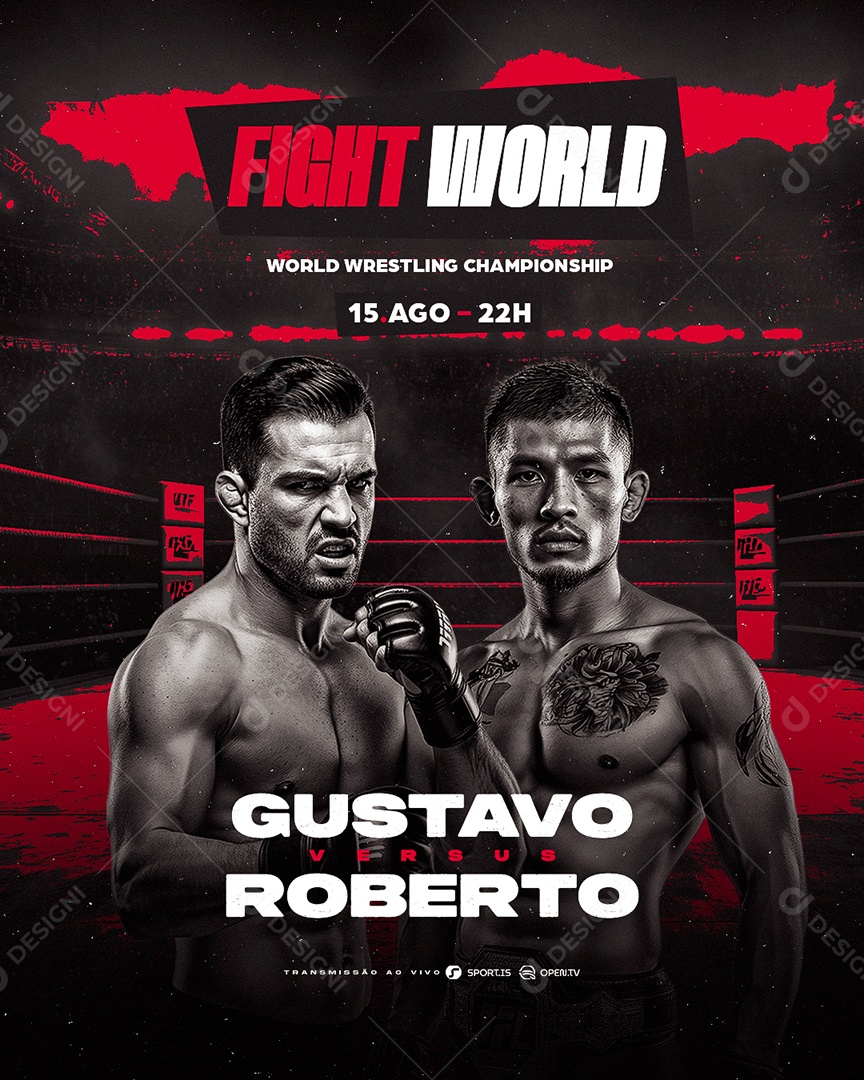 Campeonato de Luta Fight World Social Media PSD Editável