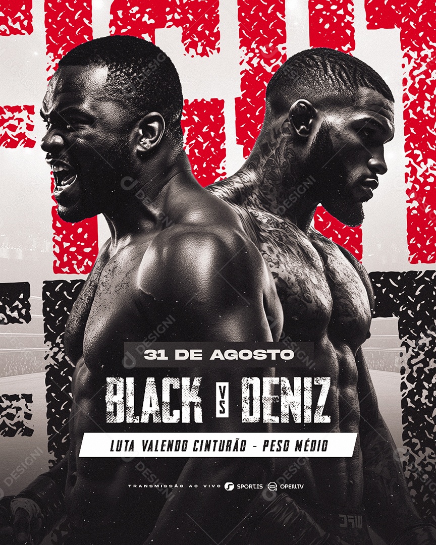 Campeonato de Luta Cinturão Peso Médio Social Media PSD Editável