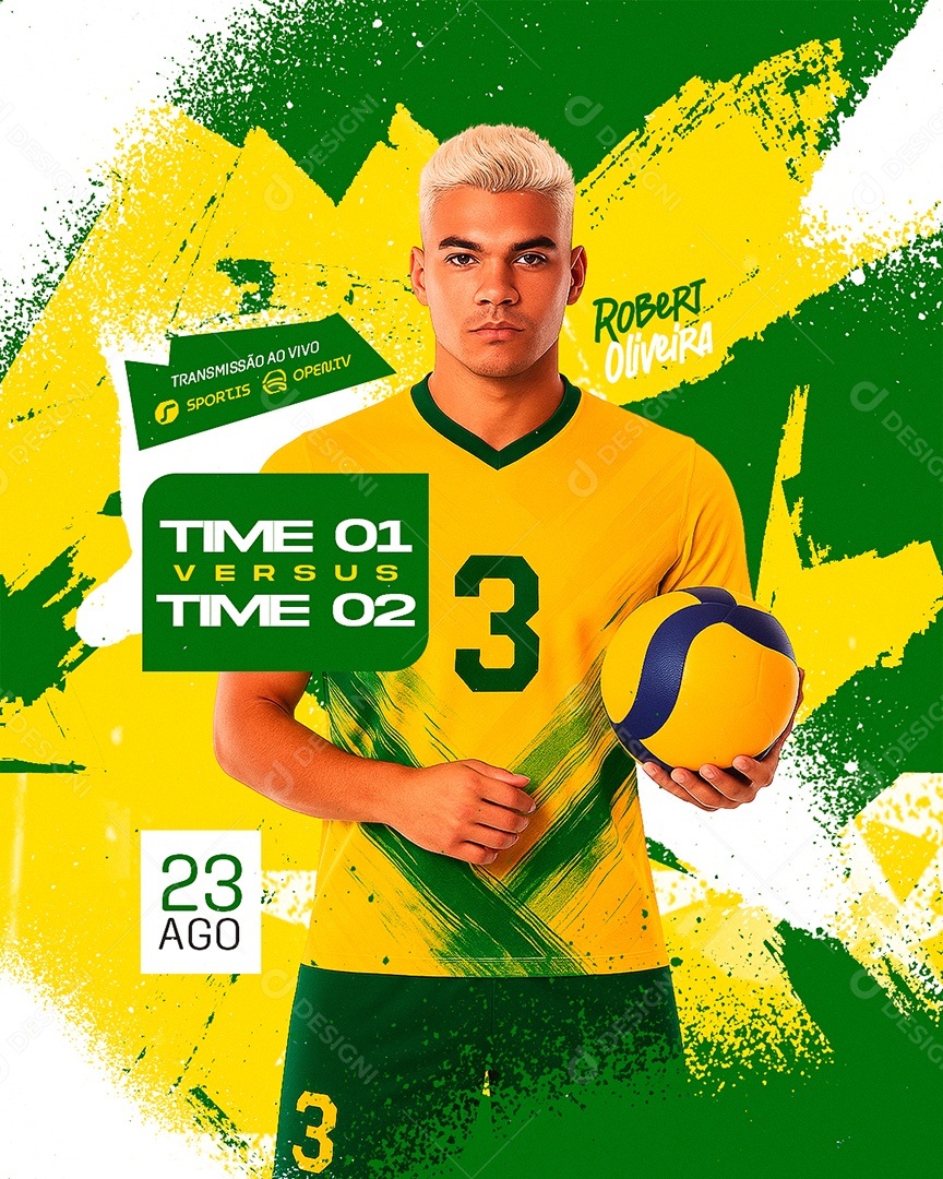 Campeonato de Vôlei Masculina Social Media PSD Editável