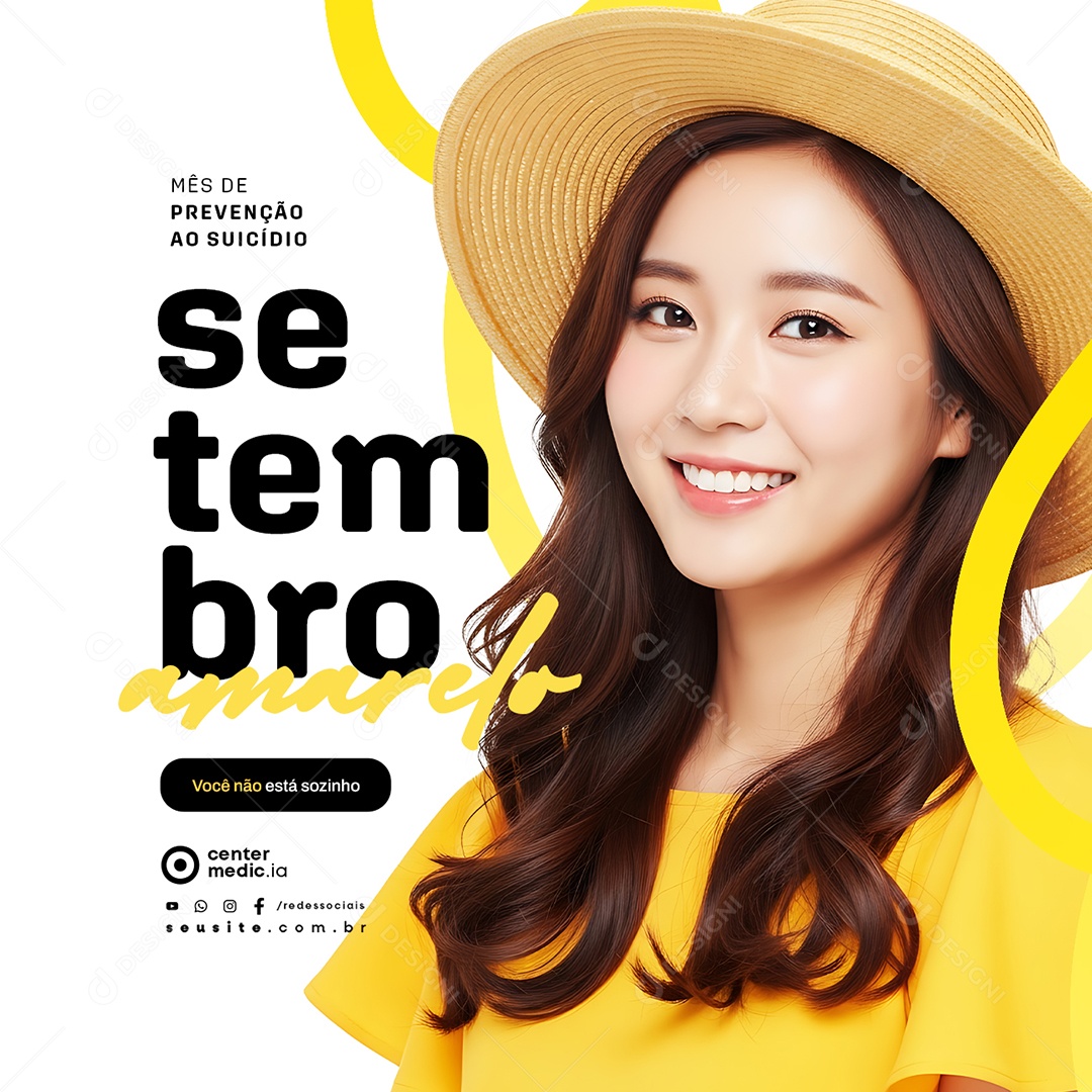 Setembro Amarelo Mês de Prevenção ao Suicídio Social Media PSD Editável