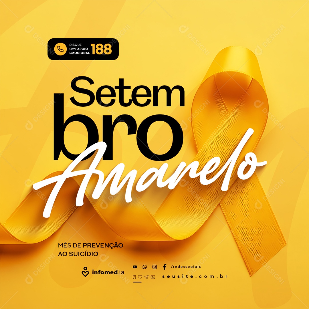 Setembro Amarelo Mês de Prevenção ao Suicídio Social Media PSD Editável