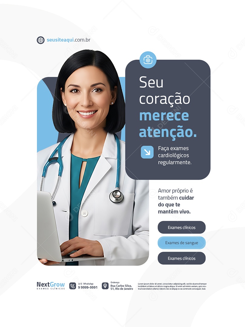 Clínica Médica Seu Coração Merece Atenção Social Media PSD Editável