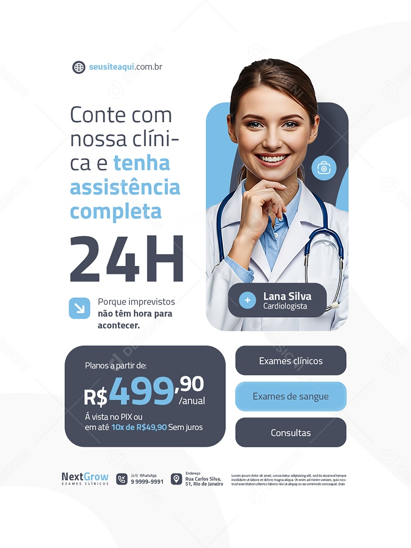 Conte com Nossa Clínica Médica e Tenha Assistência Completa Social Media PSD Editável