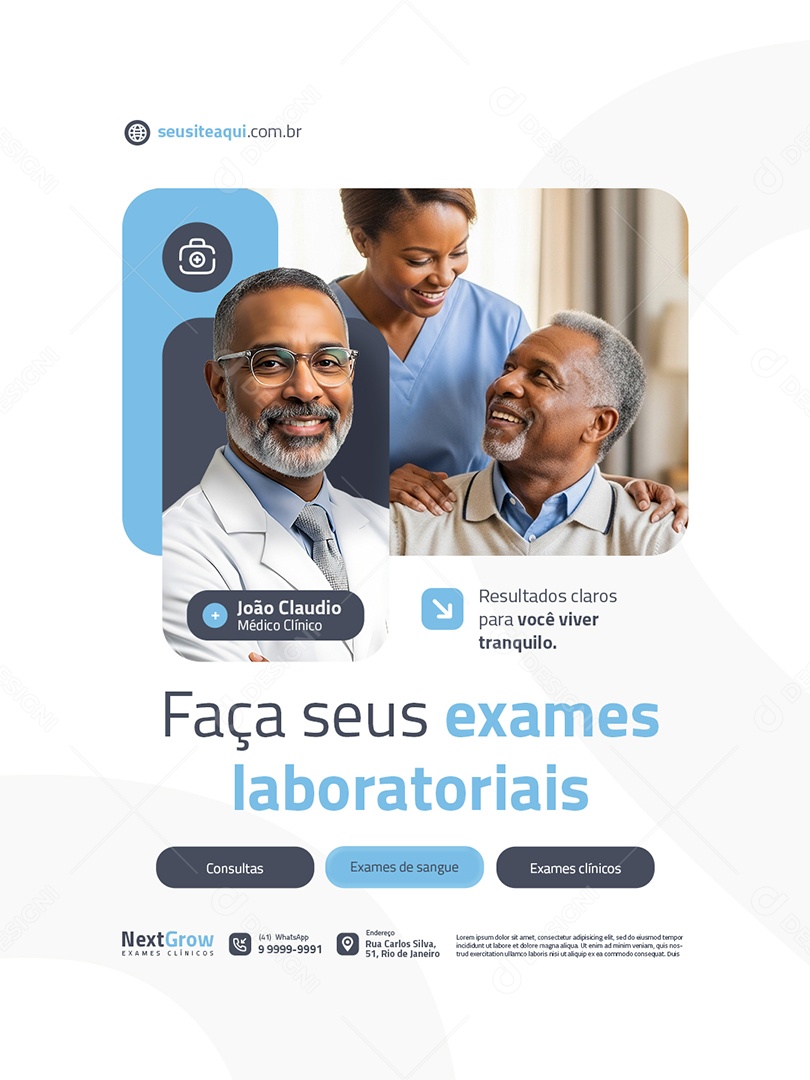 Clínica Médica Faça seus Exames Laboratoriais Social Media PSD Editável