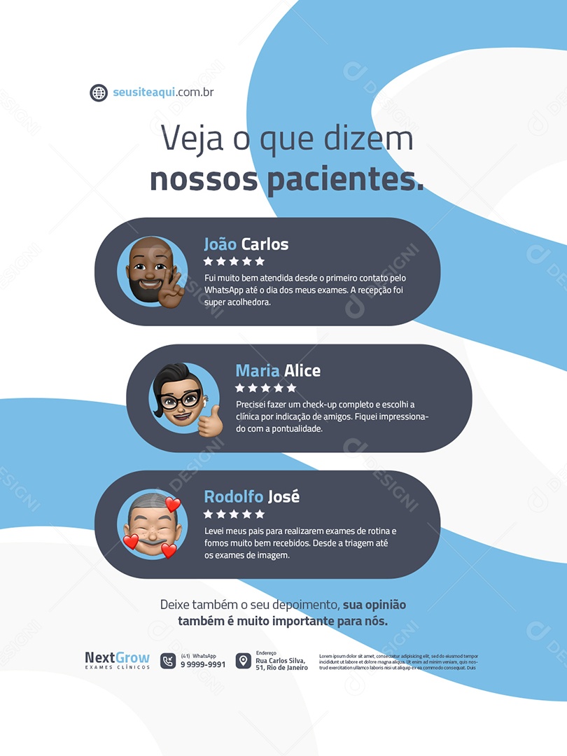 Clínica Médica Veja o Que Dizem Nossos Pacientes Social Media PSD Editável