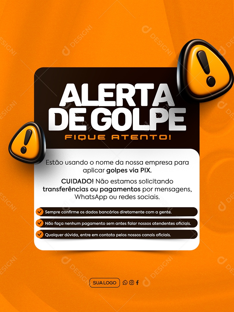 Alerta de Golpe Fique Atento Social Media PSD Editável