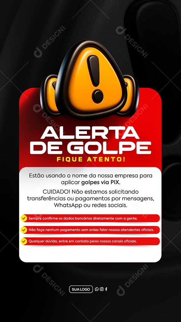Story Alerta de Golpe Fique Atento Social Media PSD Editável