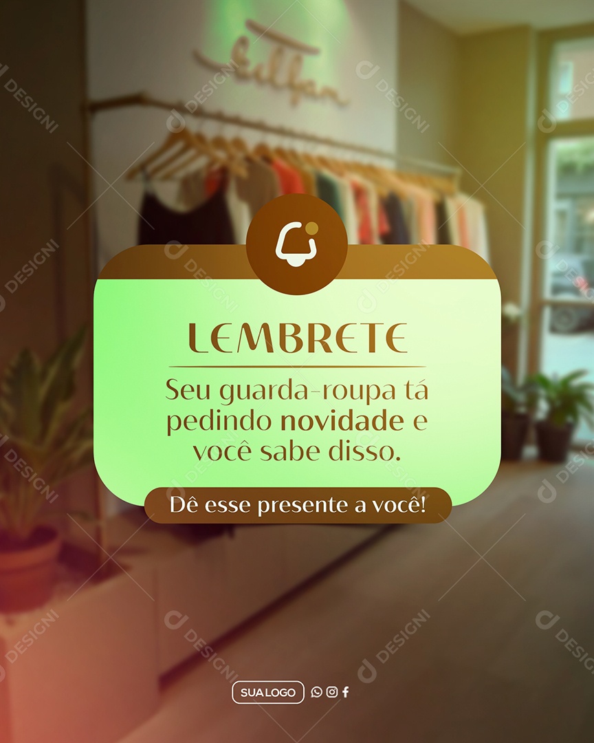 Lembrete Loja de Roupas Social Media PSD Editável