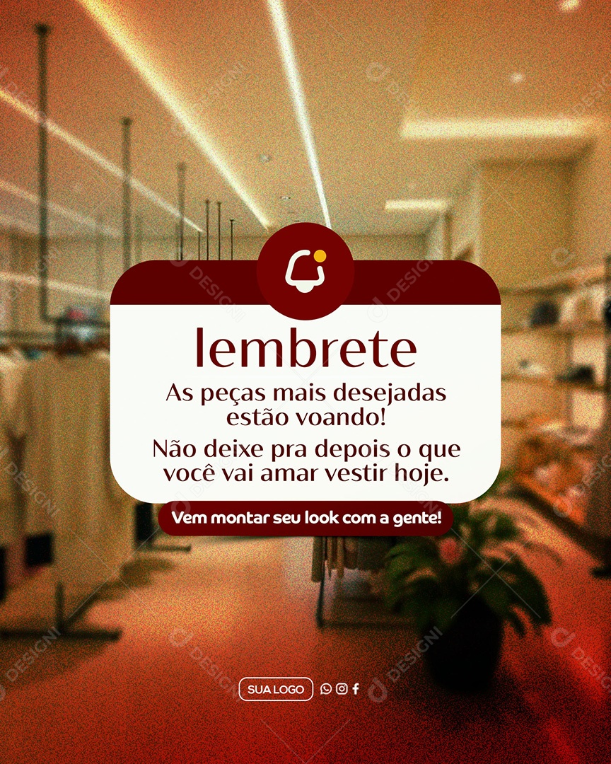 Lembrete Loja de Roupas Social Media PSD Editável