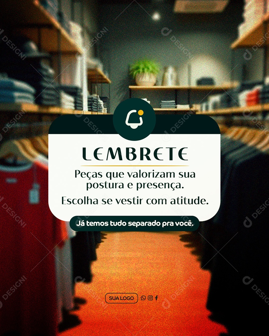 Lembrete Loja de Roupas Social Media PSD Editável