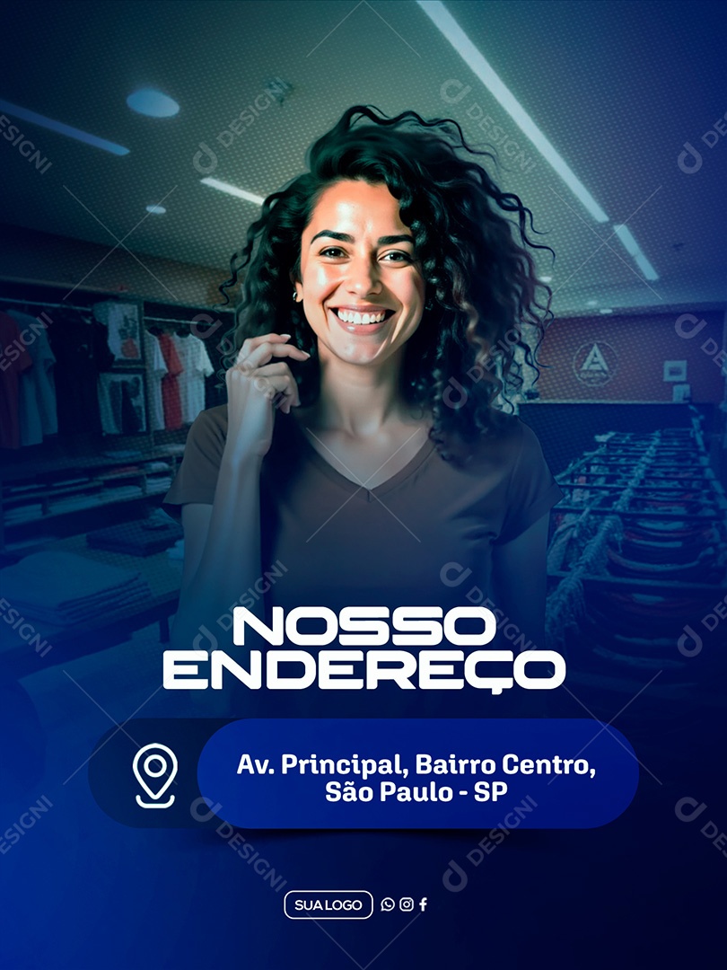 Novo Endereço Loja de Roupas Social Media PSD Editável