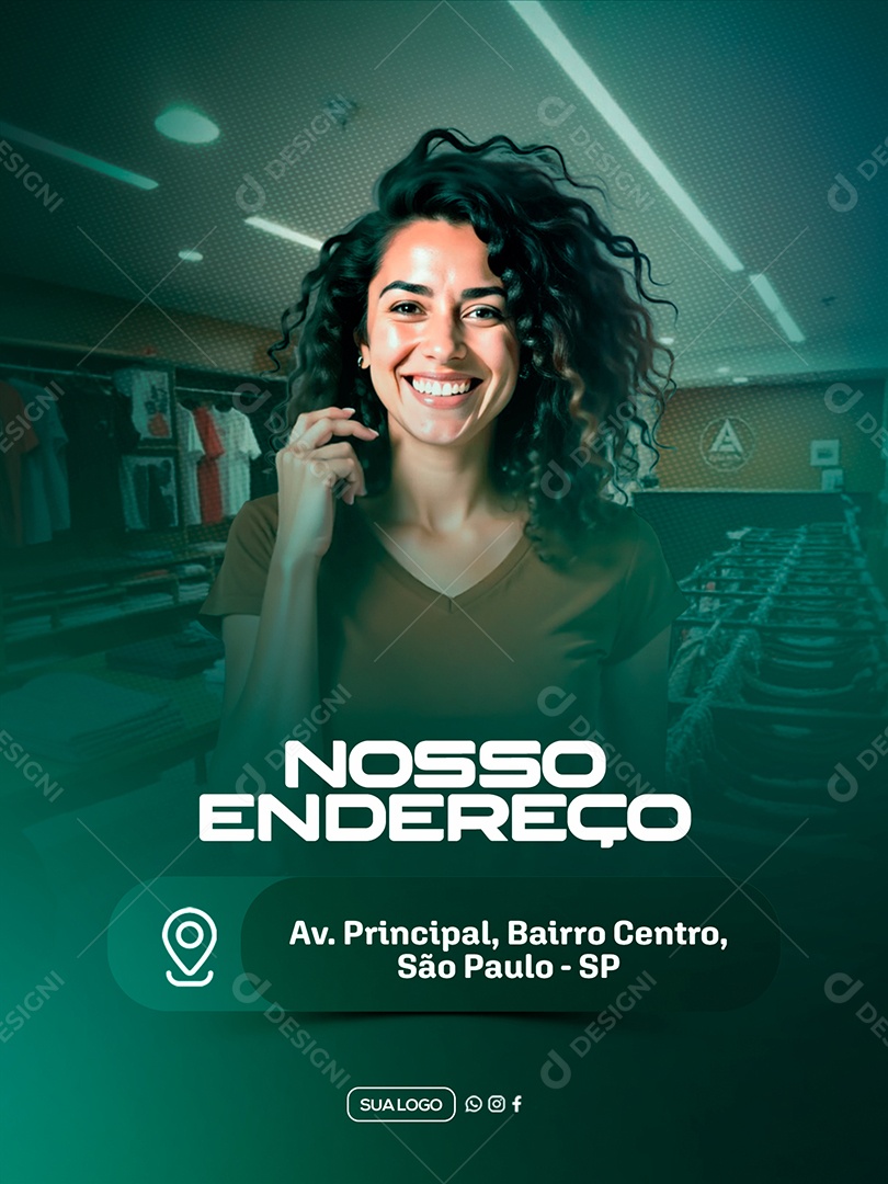 Novo Endereço Loja de Roupas Social Media PSD Editável