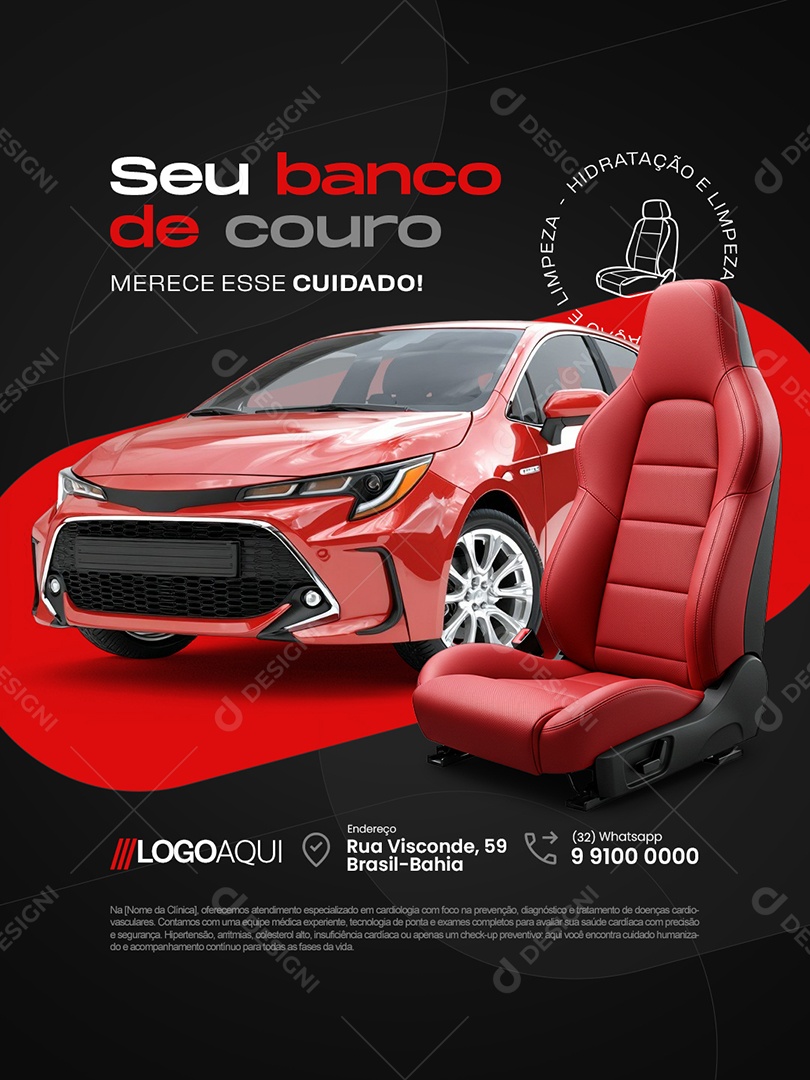 Estética Automotiva Seu Banco de Couro Social Media PSD Editável