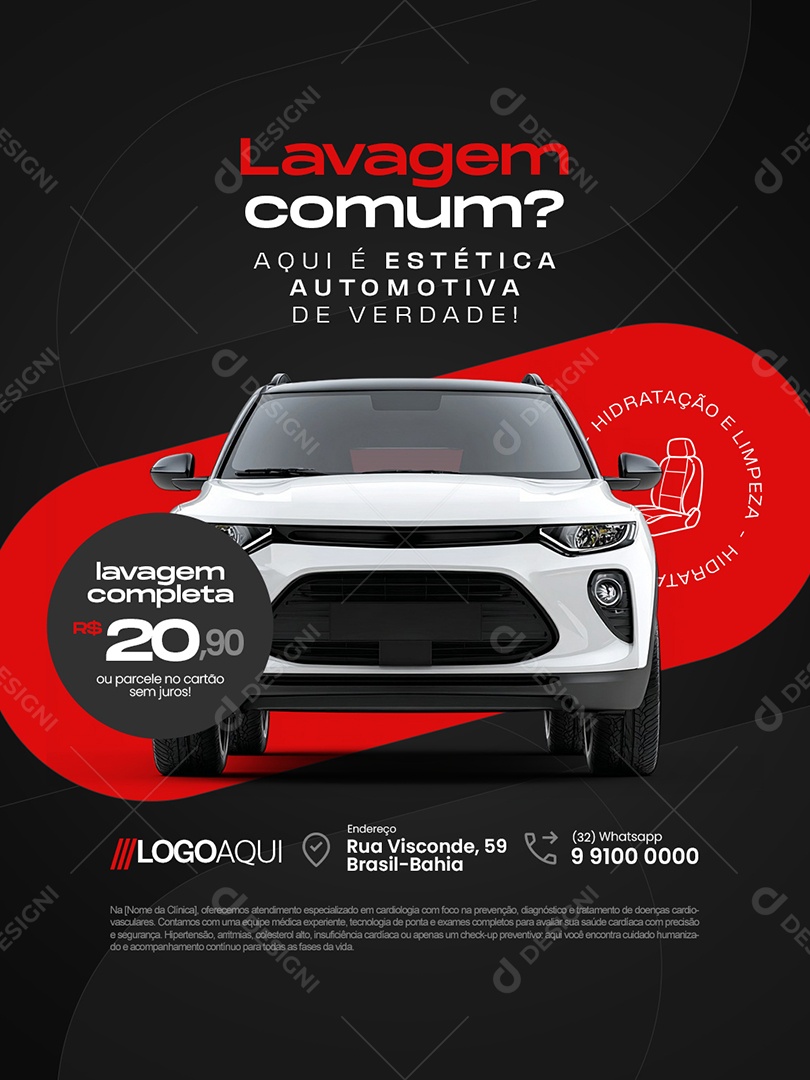 Estética Automotiva Lavagem Comum Social Media PSD Editável