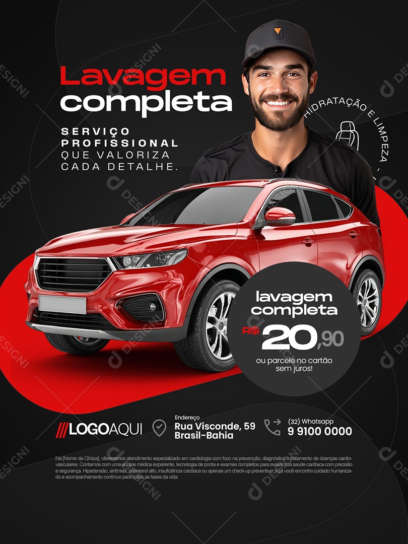Estética Automotiva Lavagem Completa Social Media PSD Editável