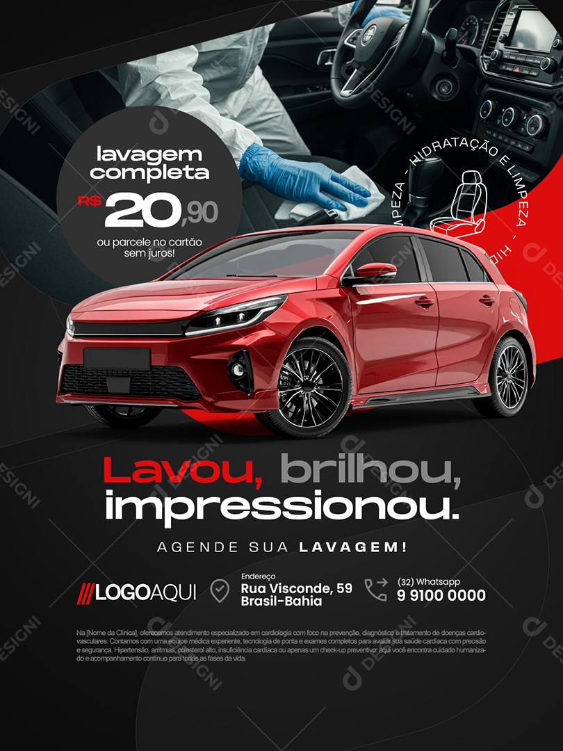 Estética Automotiva Lavou Brilhou Impressionou Social Media PSD Editável