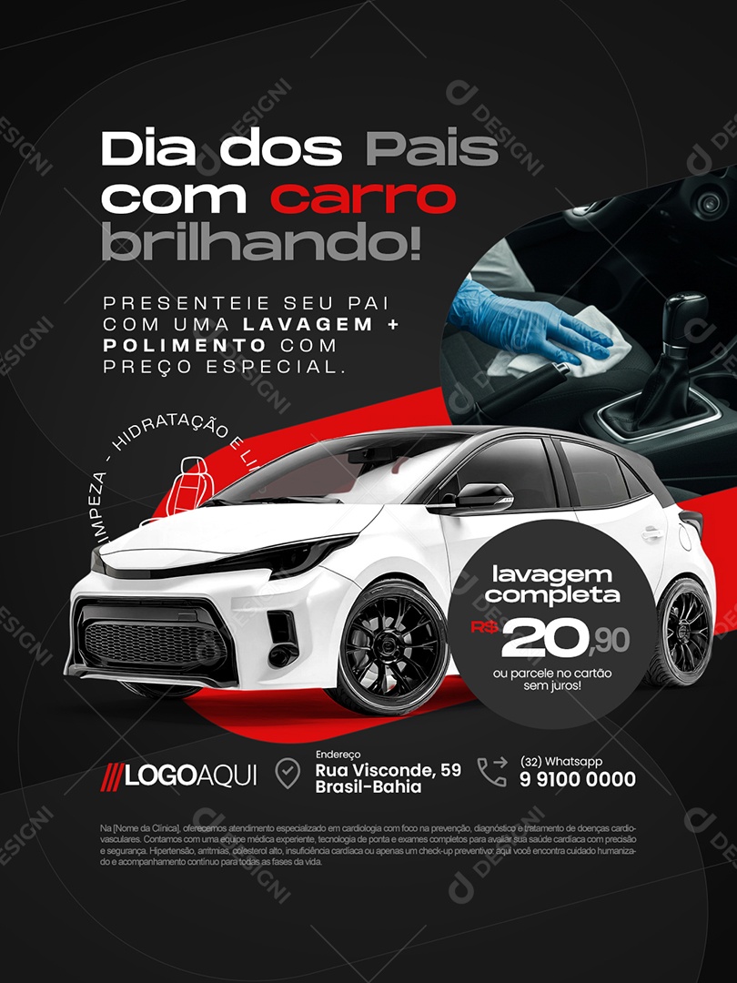 Estética Automotiva Dia dos Pais com Carro Brilhando Social Media PSD Editável