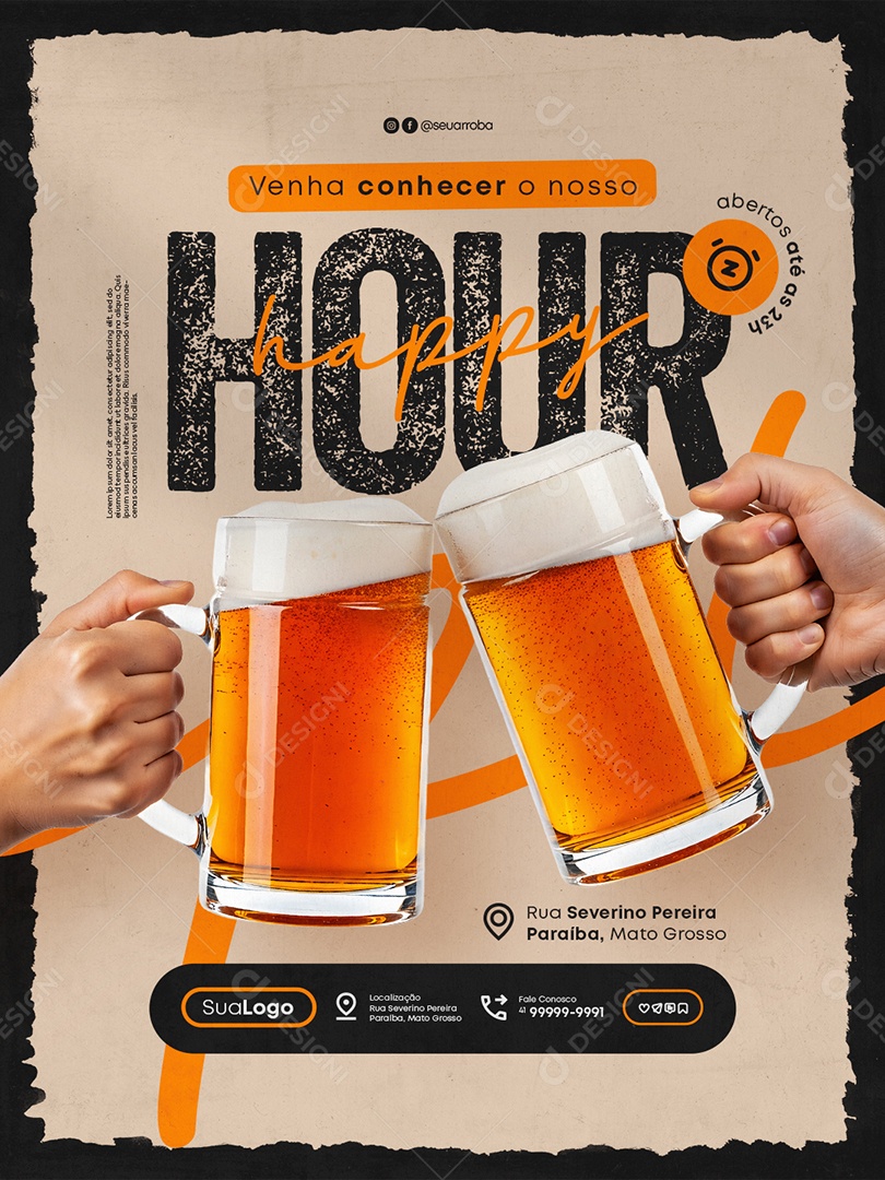 Pub Venha Conhecer o Nosso Happy Hour Social Media PSD Editável