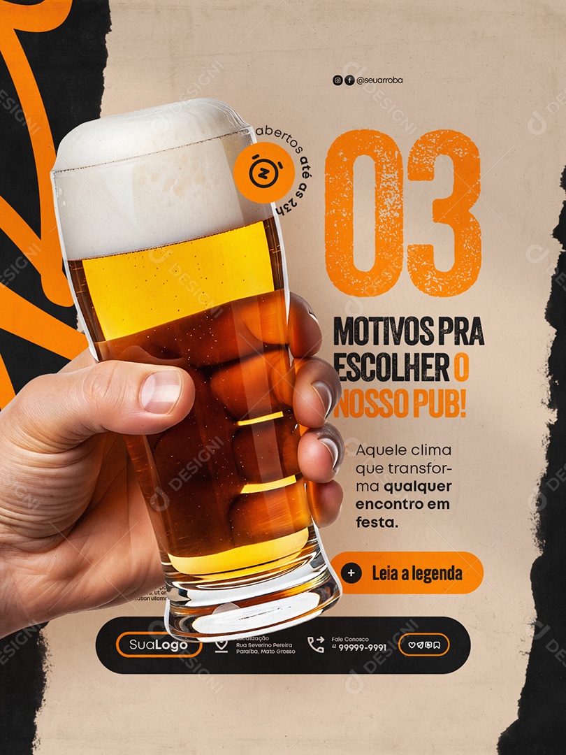 Três Motivos pra Escolher o Nosso Pub Social Media PSD Editável