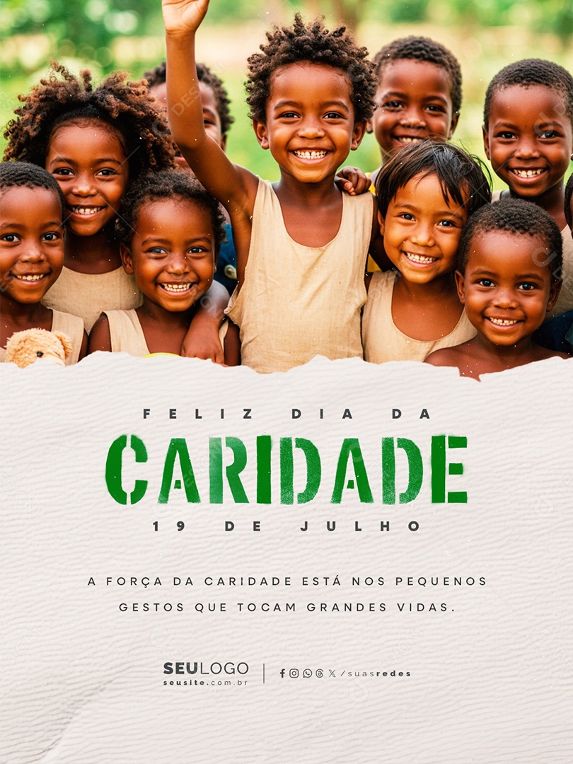 Feliz Dia da Caridade 19 de Julho Social Media PSD Editável