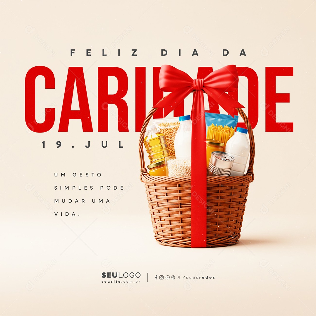 Feliz Dia da Caridade 19 de Julho Social Media PSD Editável