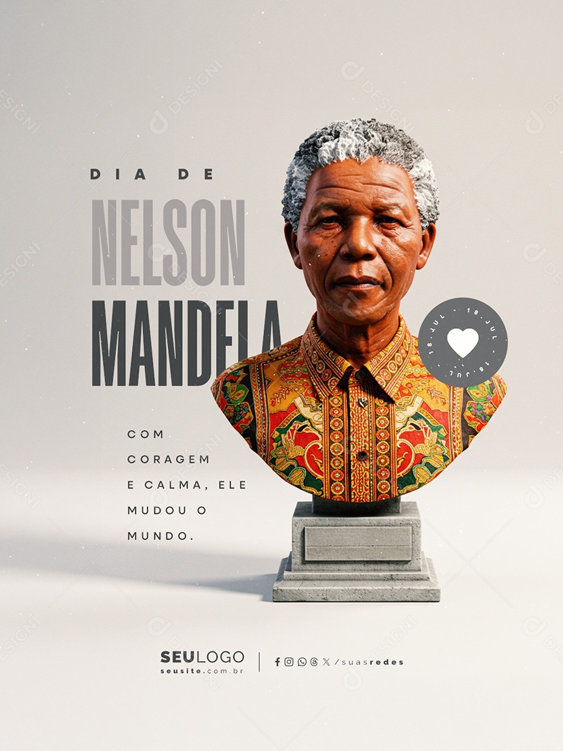 Dia de Nelson Mandela 18 de Julho Social Media PSD Editável