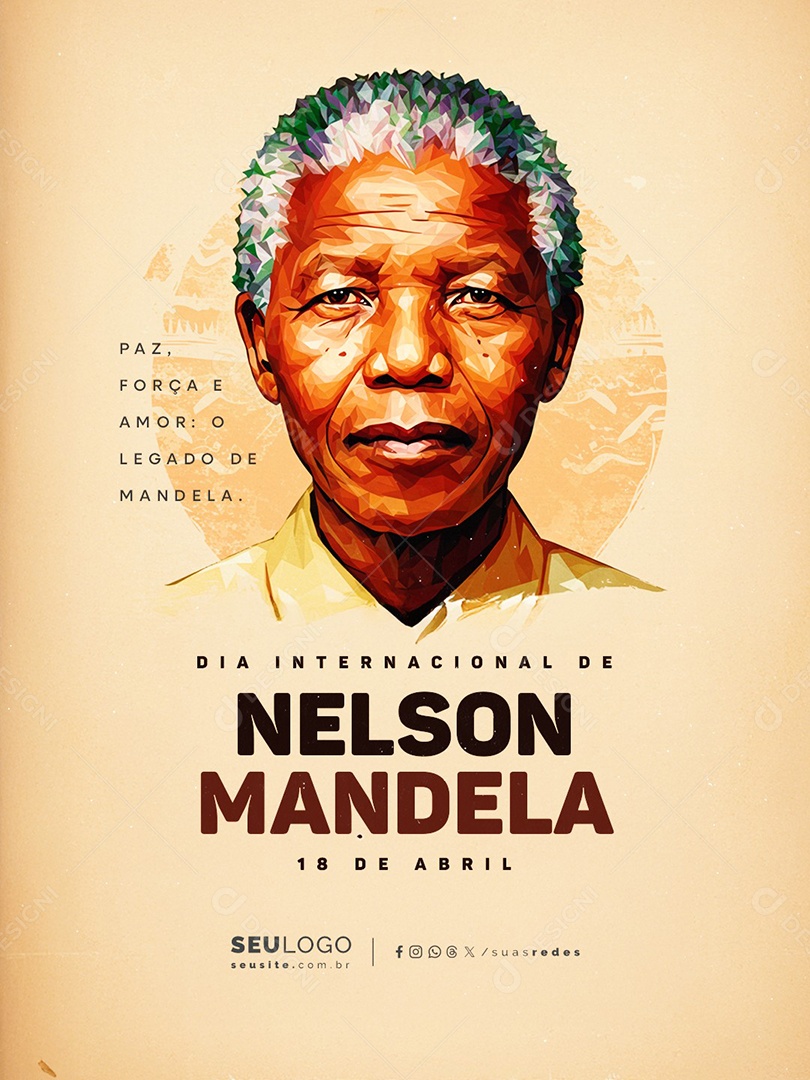Dia Internacional de Nelson Mandela 18 de Julho Social Media PSD Editável